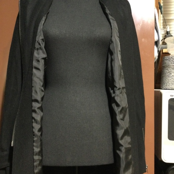 ASOS black wool/leather 2 in 1 coat size small - Picture 12 of 16